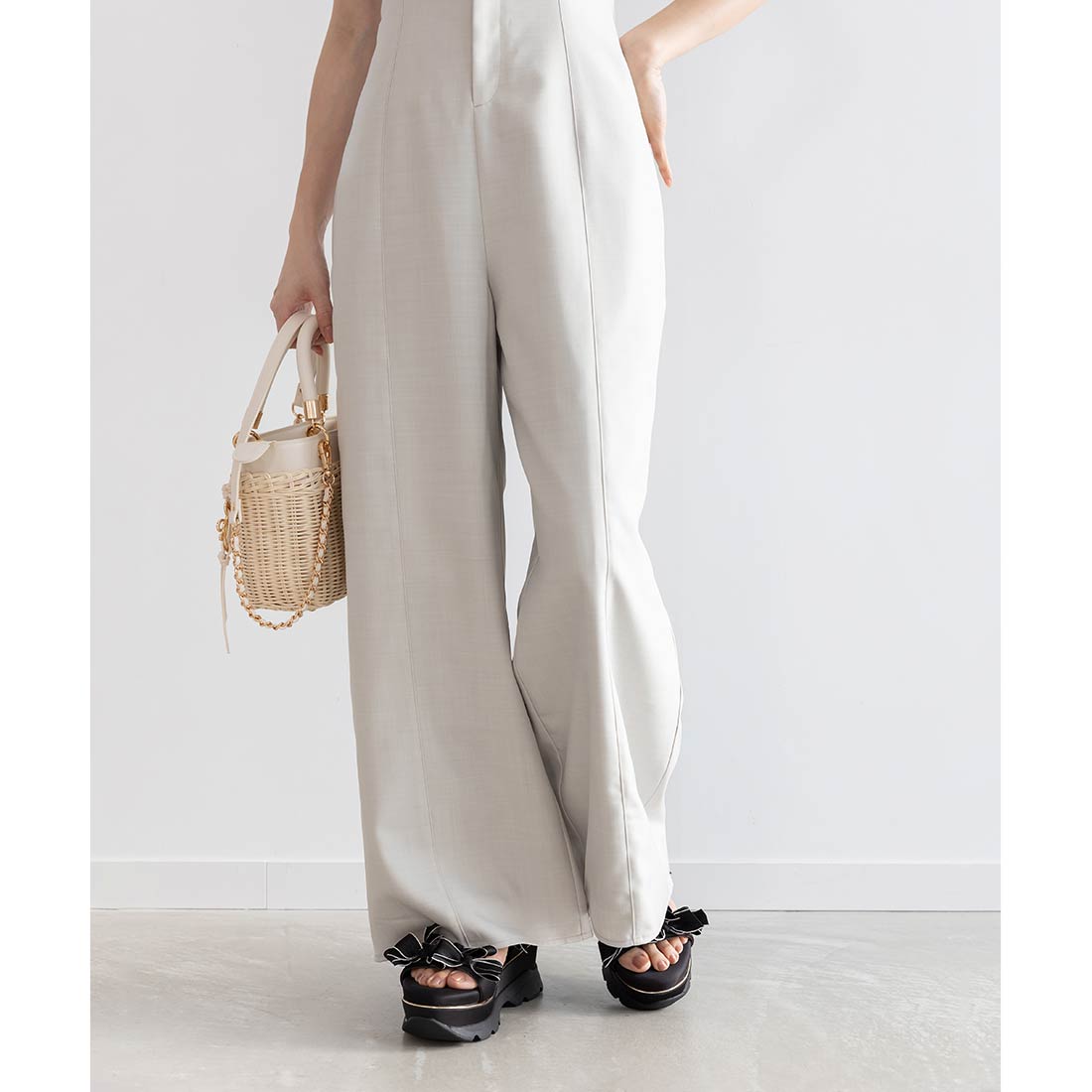 ランダ RANDA フリルオールインワン （GRAY） -ファッション通販