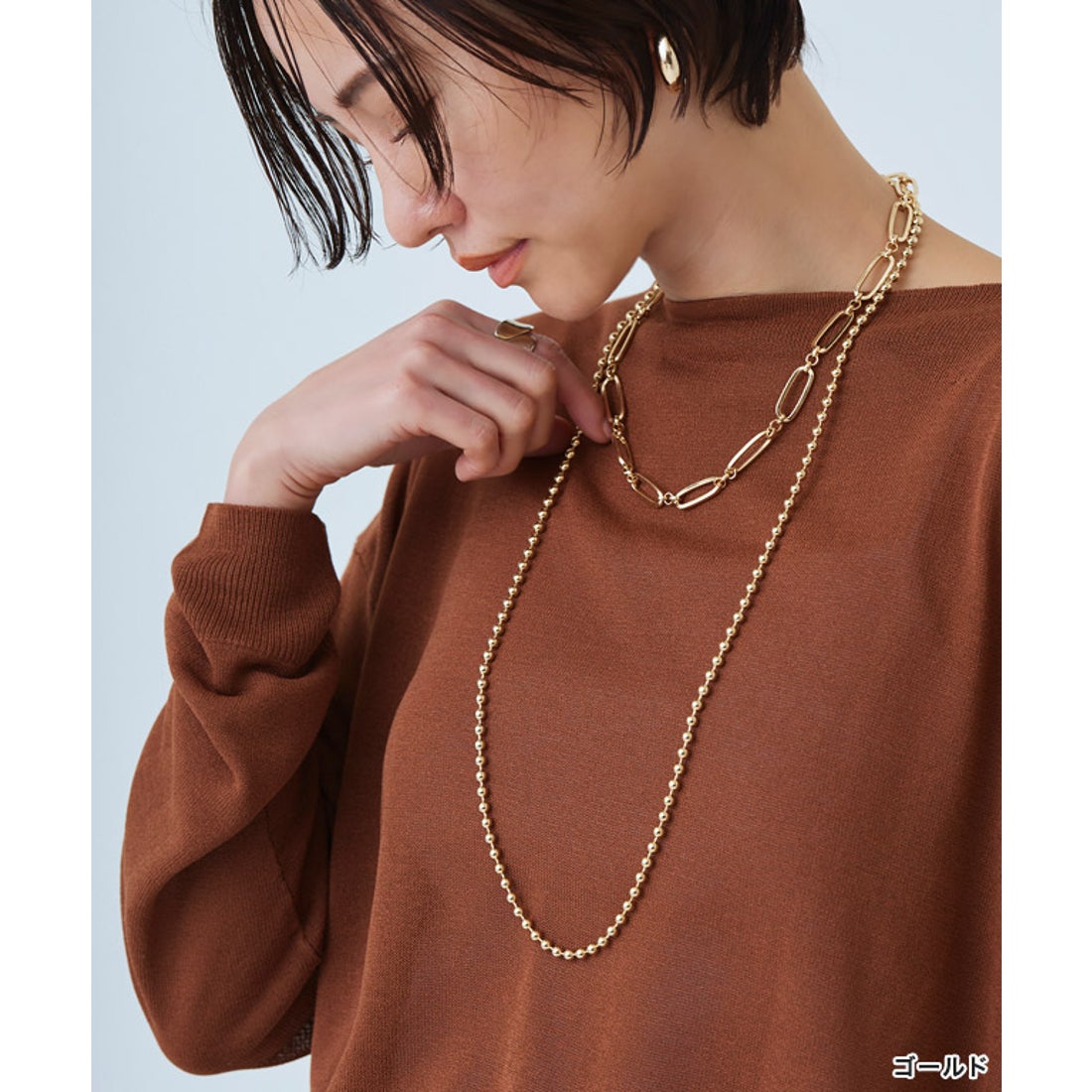 ラス RASW 【RASW】ボールチェーンロングネックレス （ゴールド