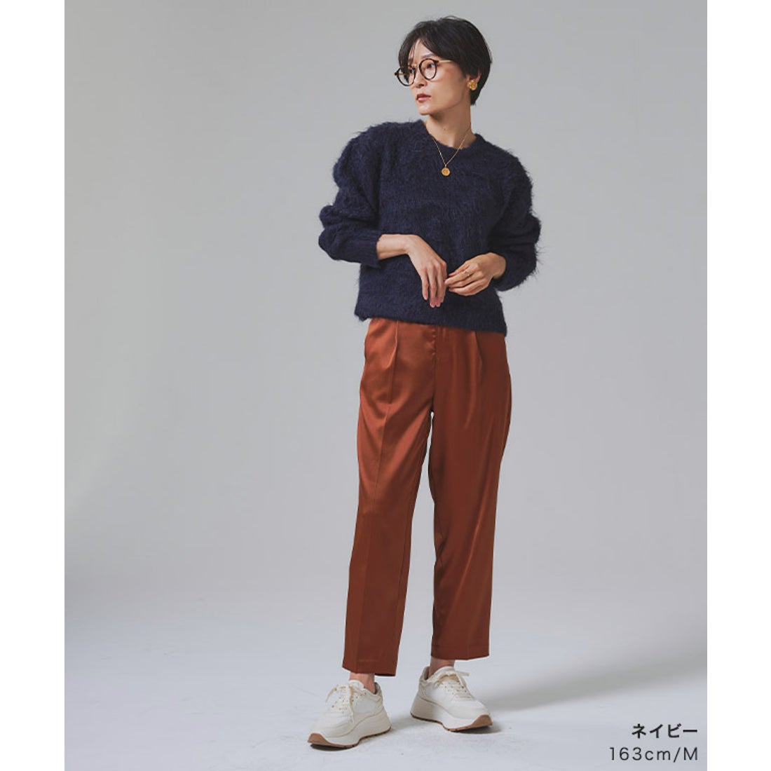 ラス RASW モヘアタッチクロップドニット （ネイビー） -ファッション