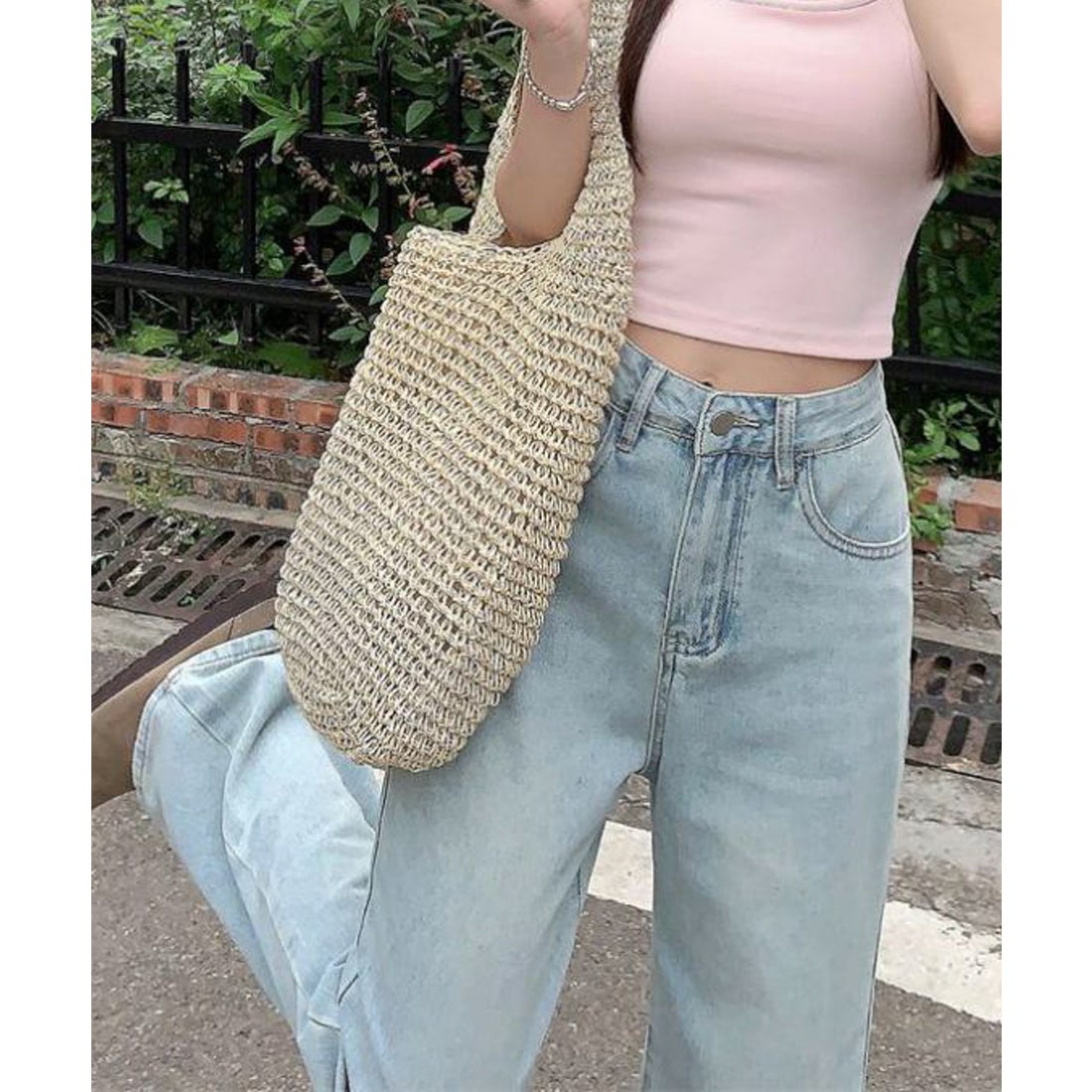 エーアールエムジー ar/mg バックリボン刺繍ポケットワイドストレート