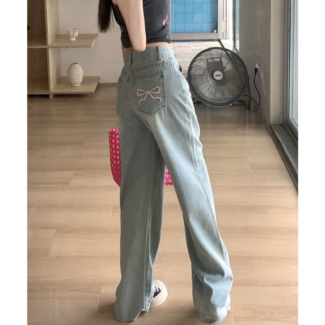 エーアールエムジー ar/mg バックリボン刺繍ポケットワイドストレート