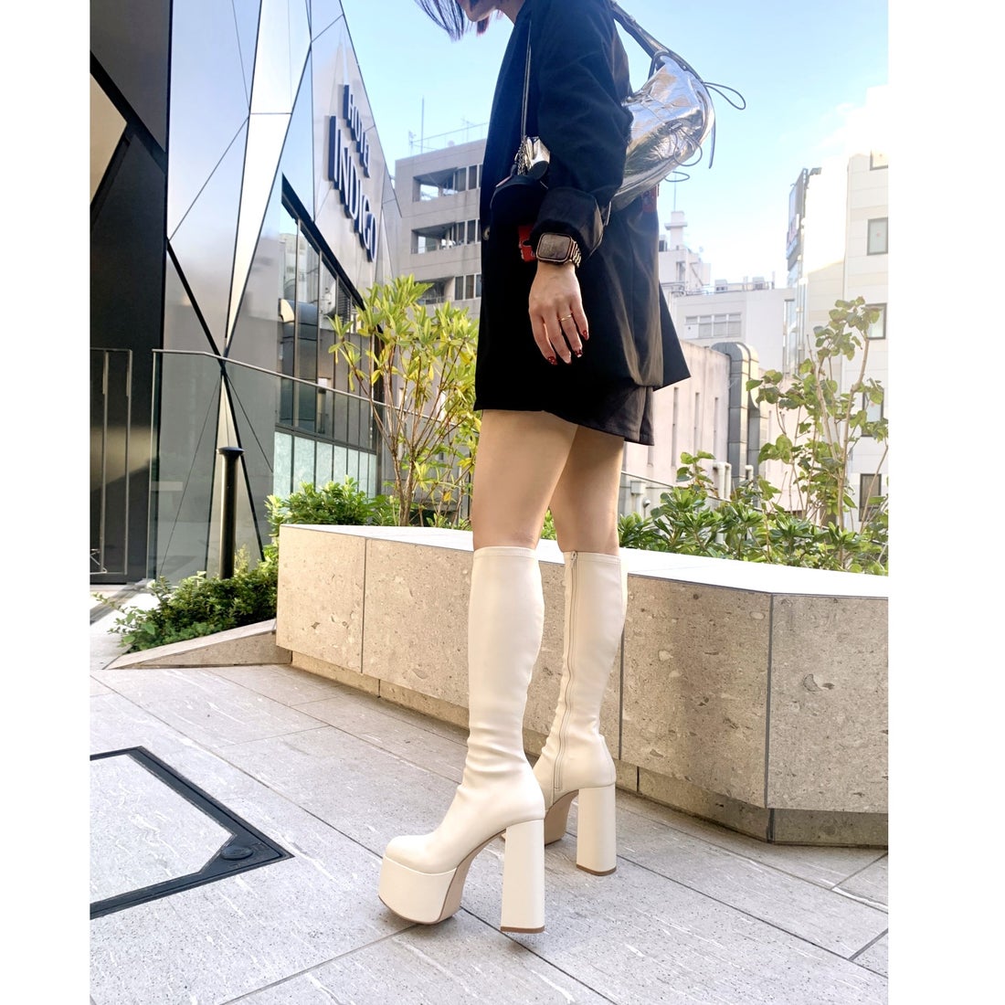 アールアンドイー R&E 【R&E】厚底チャンキーヒールNEOストレッチ