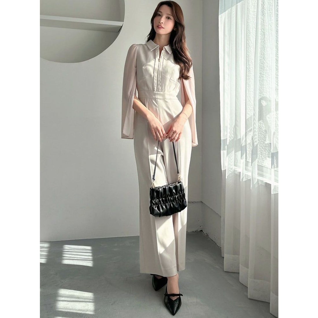 リゼクシー RESEXXY シアースリーブコンビネゾン （ベージュ