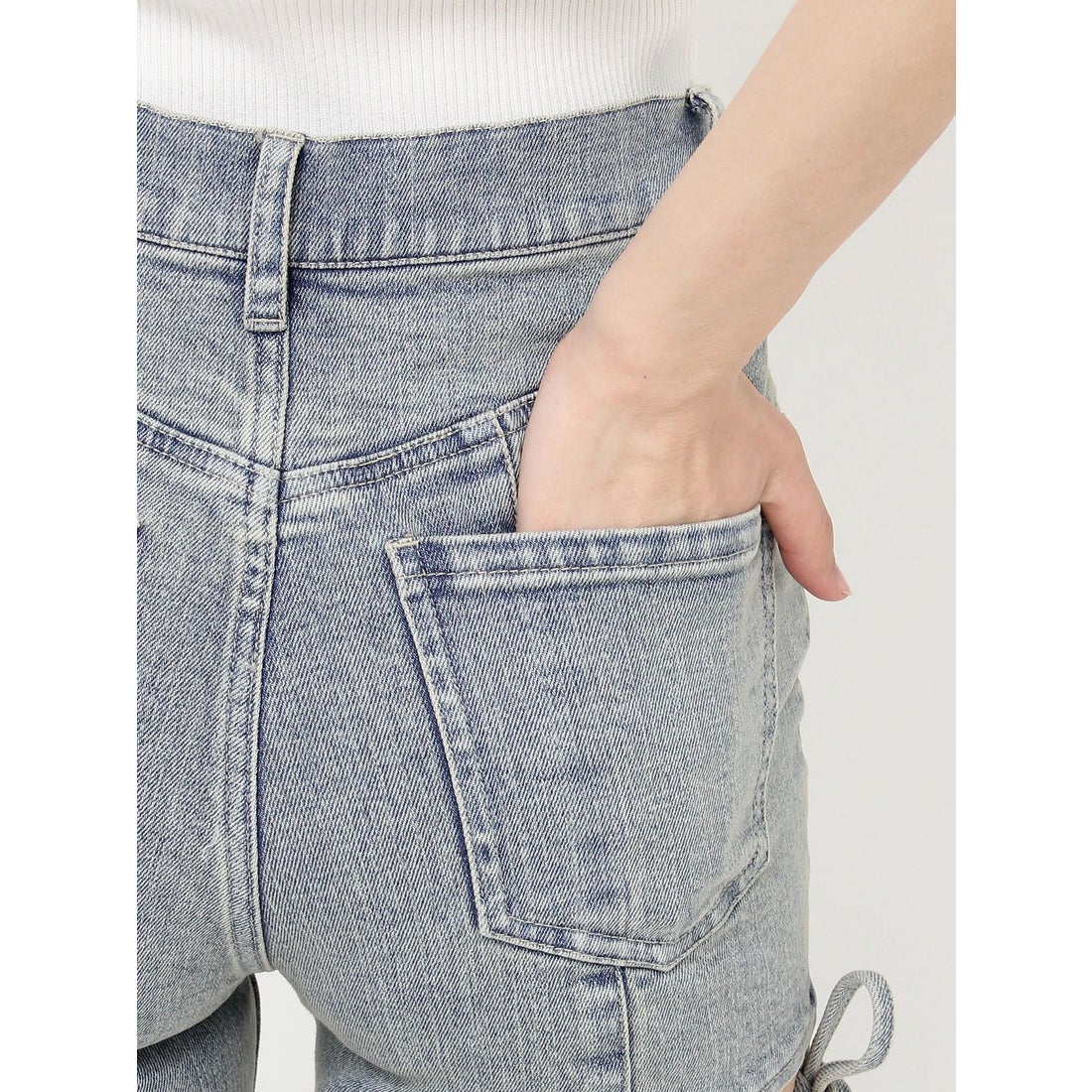 リゼクシー RESEXXY カットアウトリボンデニムパンツ （ICE） -靴