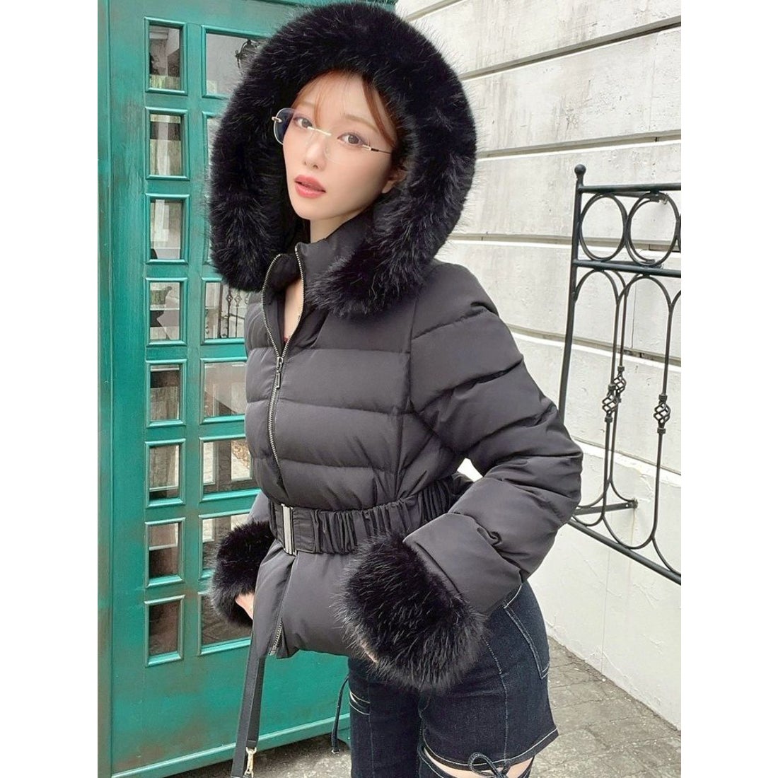 リゼクシー RESEXXY ショートダウンジャケット （ブラック） -靴