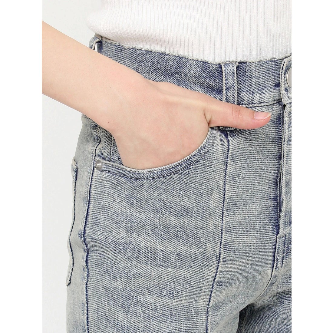 リゼクシー RESEXXY カットアウトリボンデニムパンツ （BLK） -靴