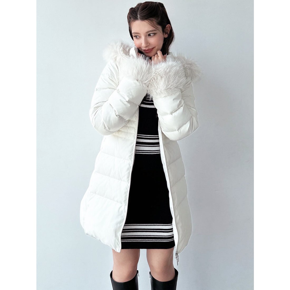 リゼクシー RESEXXY フード付きダウンコート （WHT） -靴