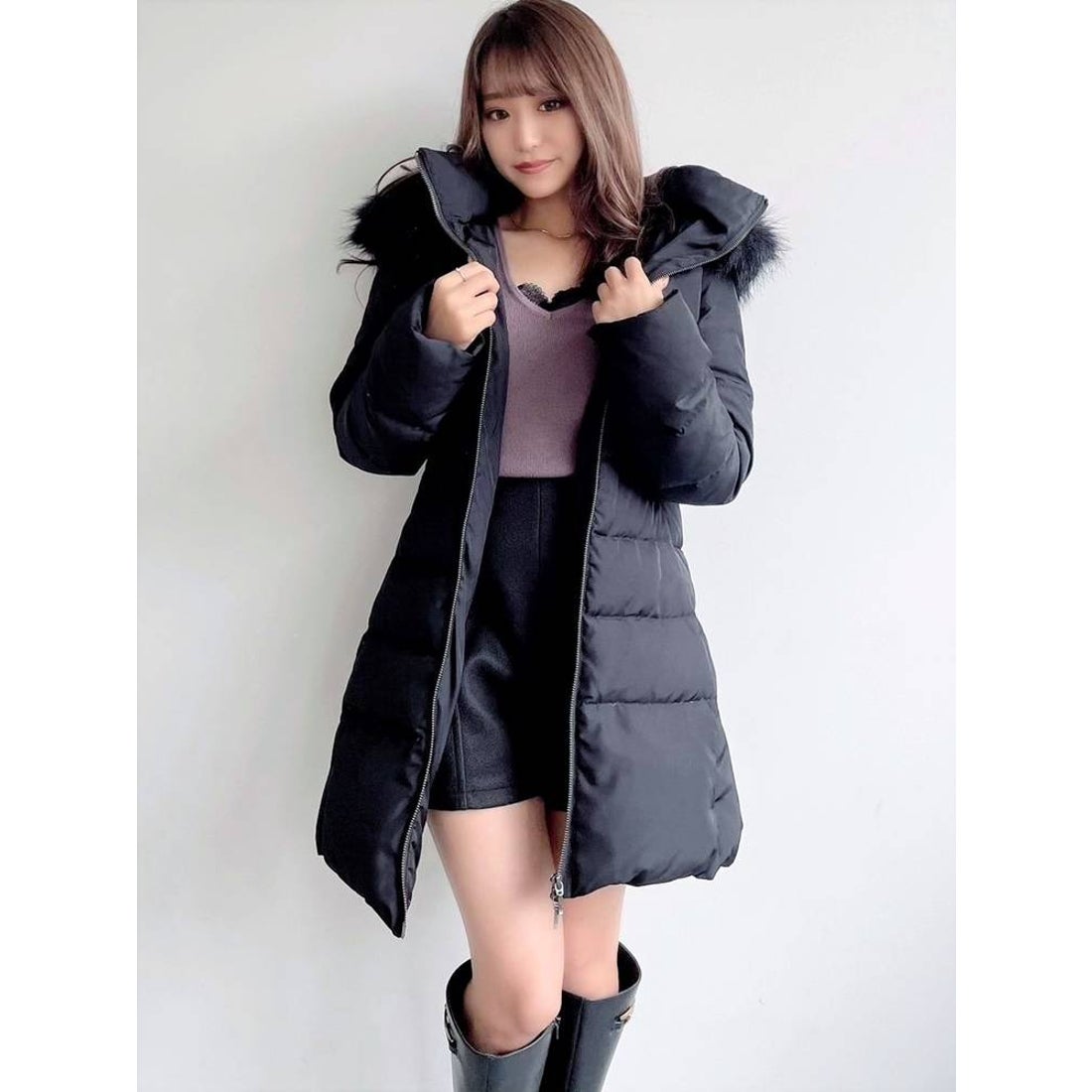 リゼクシー RESEXXY フード付ダウンコート （ブラック） -靴