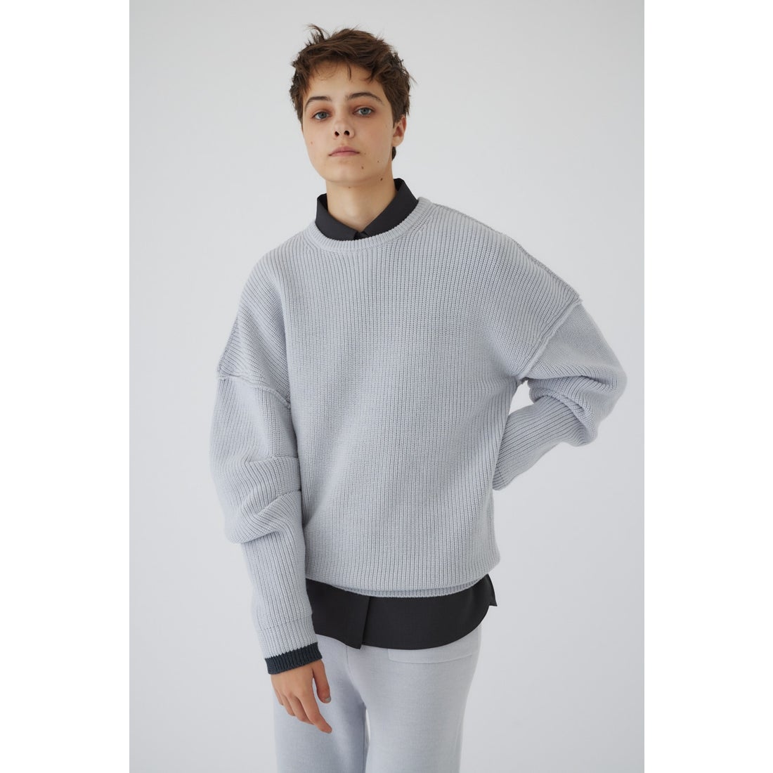 RIM.ARK 4type oversized knit tops L/GRY1 -ファッション通販 FASHION