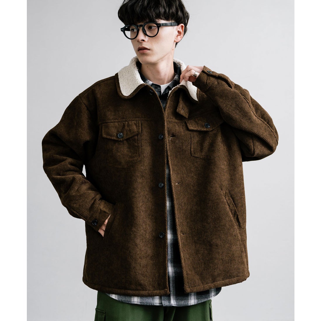 ロッキーモンロー Rocky Monroe ランチコート コーデュロイ 裏ボア