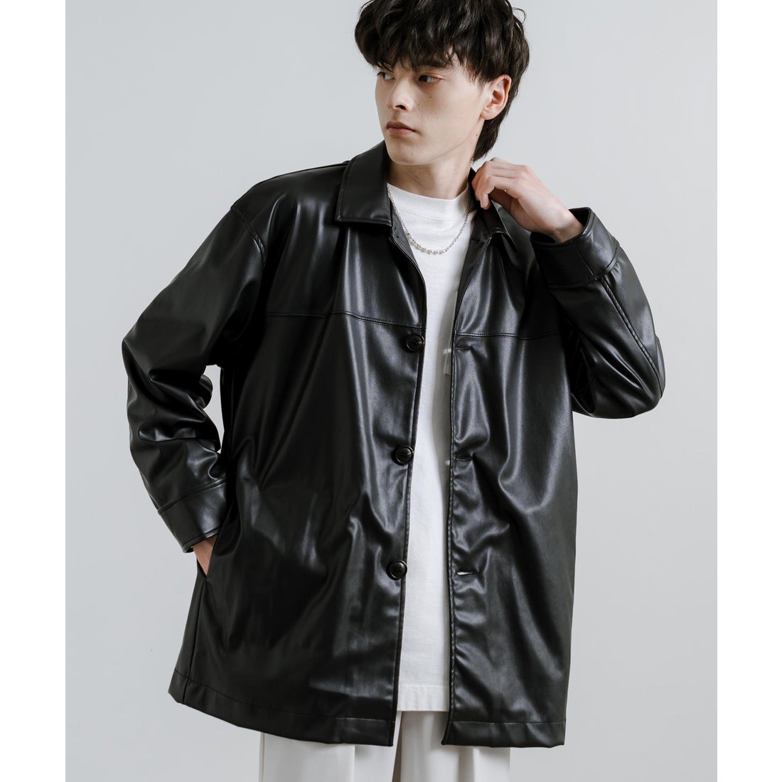 ロッキーモンロー Rocky Monroe レザージャケット カーコート フェイク