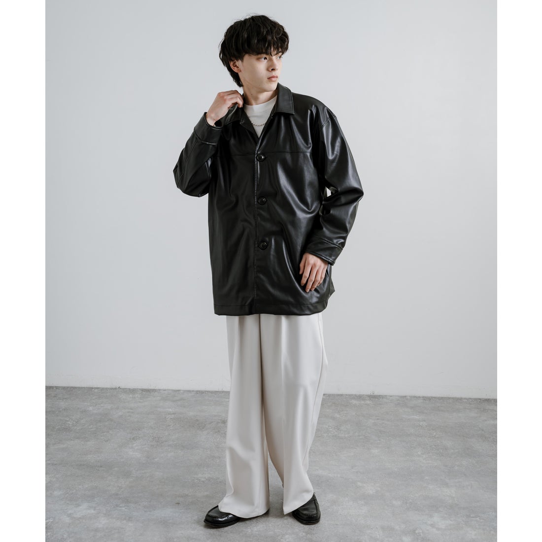 ロッキーモンロー Rocky Monroe レザージャケット カーコート フェイク