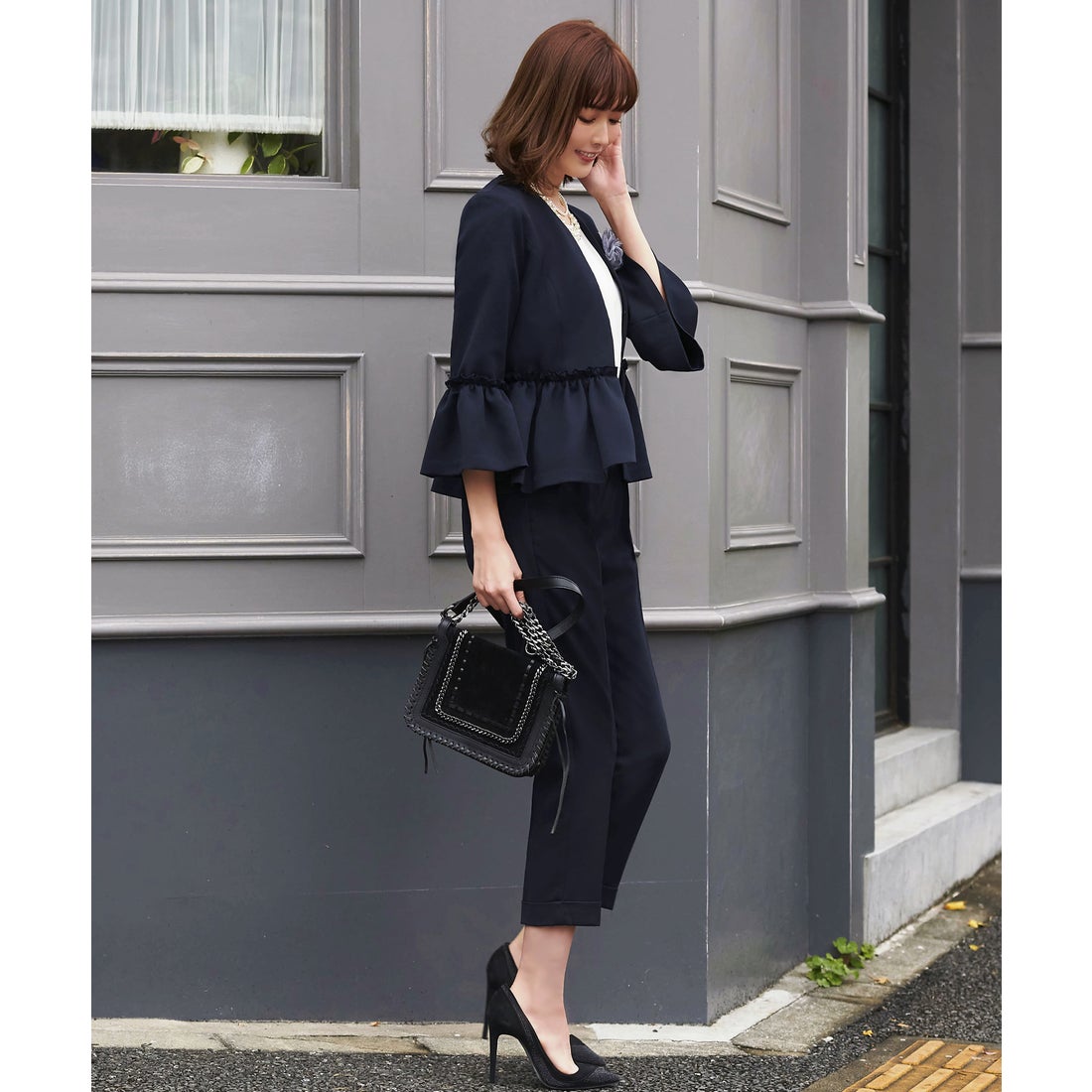 ルイルエブティック RUIRUE BOUTIQUE ペプラムジャケットパンツ