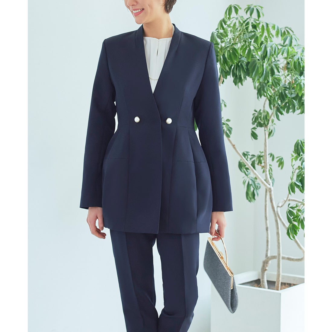 ルイルエブティック RUIRUE BOUTIQUE ノーカラーコクーンペプラム