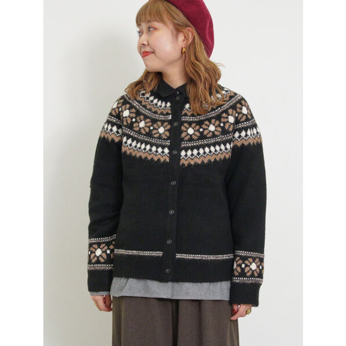 サマンサ モスモス Samansa Mos2 求心風ジャカードニットカーディガン