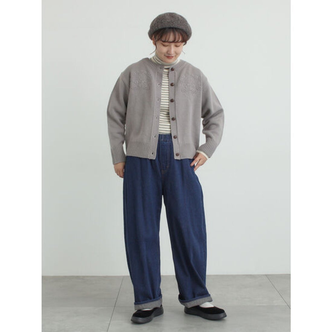 サマンサ モスモス Samansa Mos2 ◎刺繍カーディガン （ブラウン