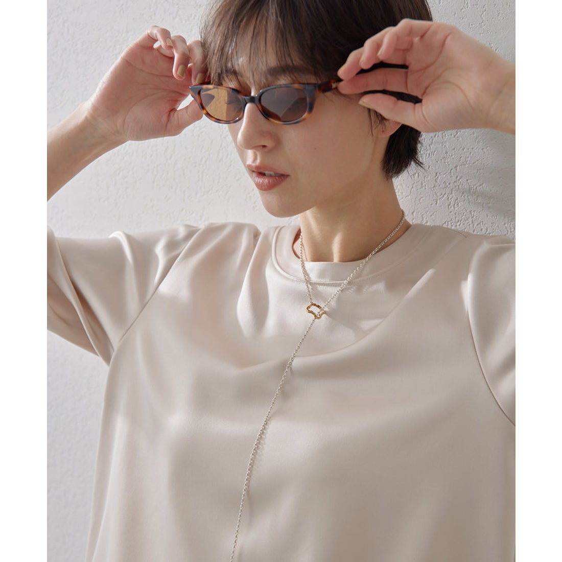 ウィムガゼット Whim Gazette サテンTEEブラウス （beige