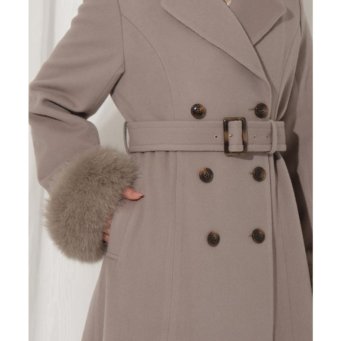 ウィルセレクション WILLSELECTION FOXファー付きウールコート