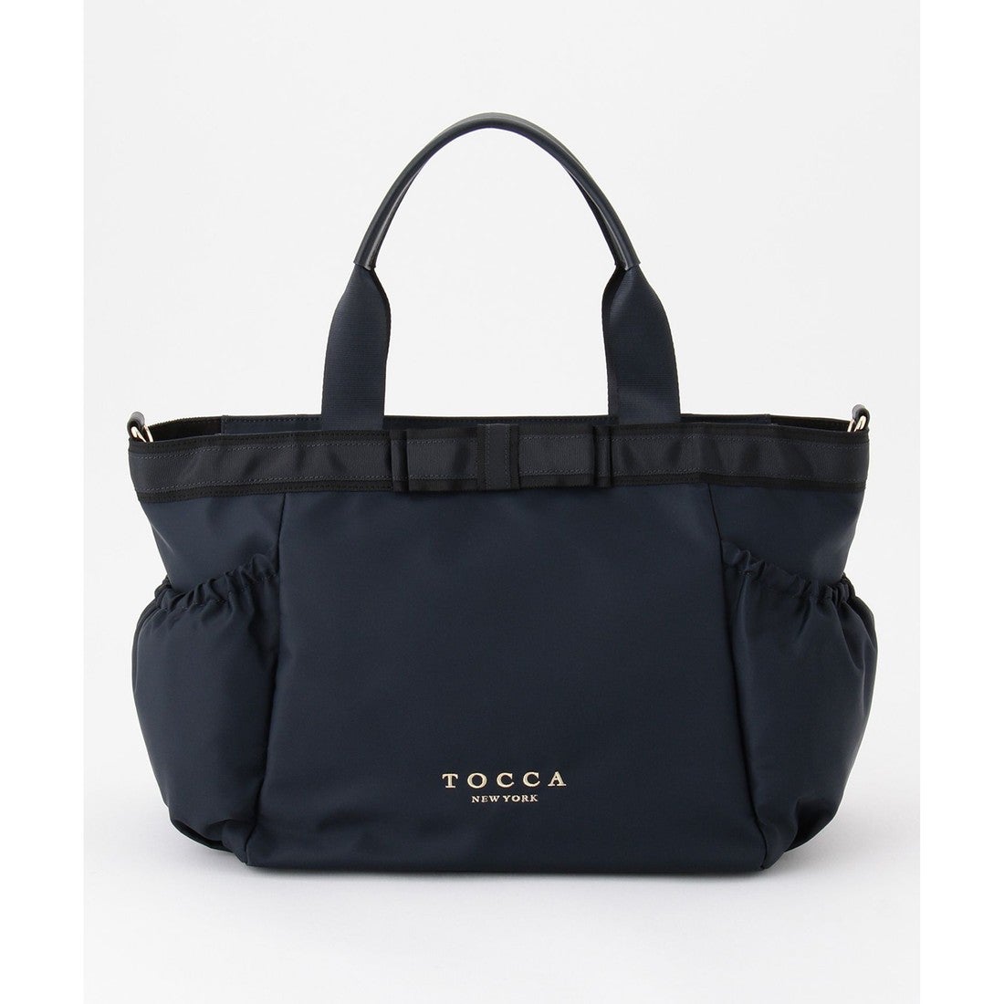 TOCCA DUAL RIBBON NYLON TOTE L トートバッグ L （ネイビー系） -靴