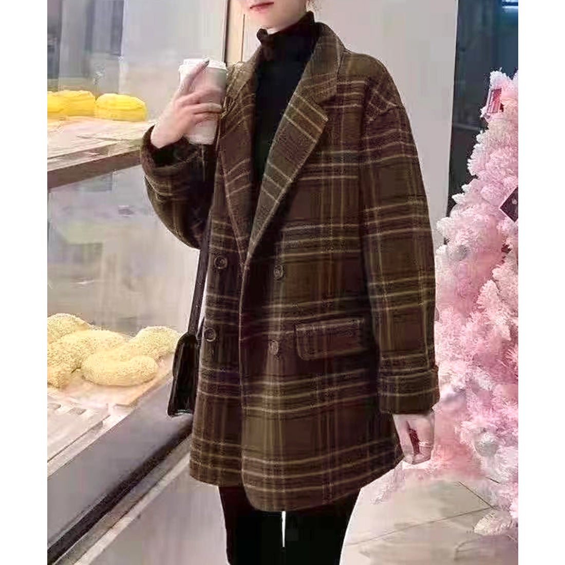 テディショップ Teddyshop レディース メルトン風チェック柄テーラード