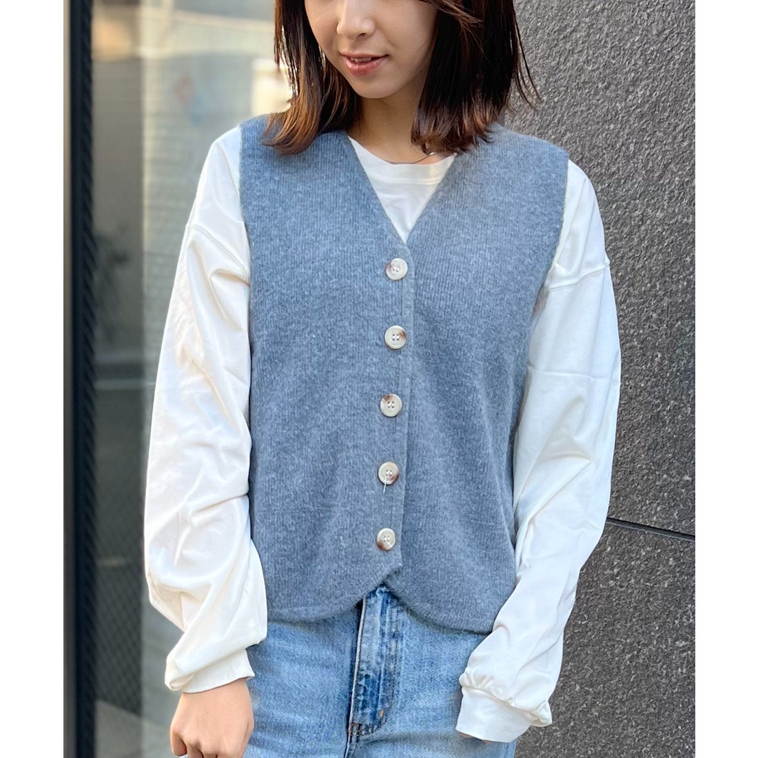 MAISON BREEZE セットアップセブン SETUP7 Vネック ニット フロント