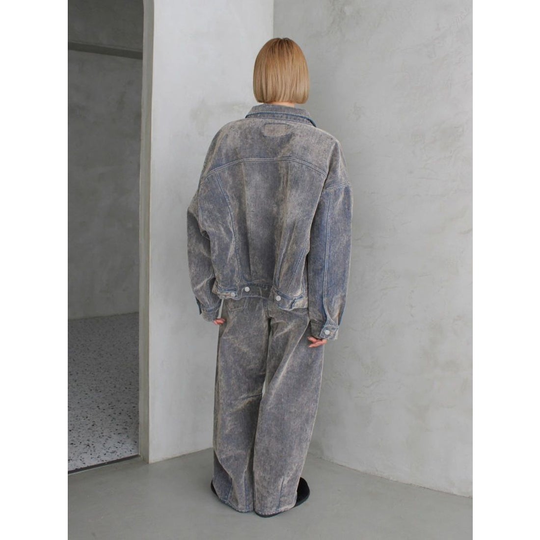 アングリッド Ungrid フロッキー起毛カーブデニム （ブラック） -靴