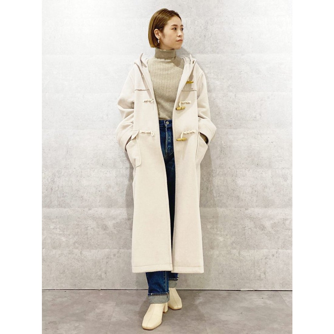 Ungrid ロングダッフルコート（アイボリー） -ファッション通販