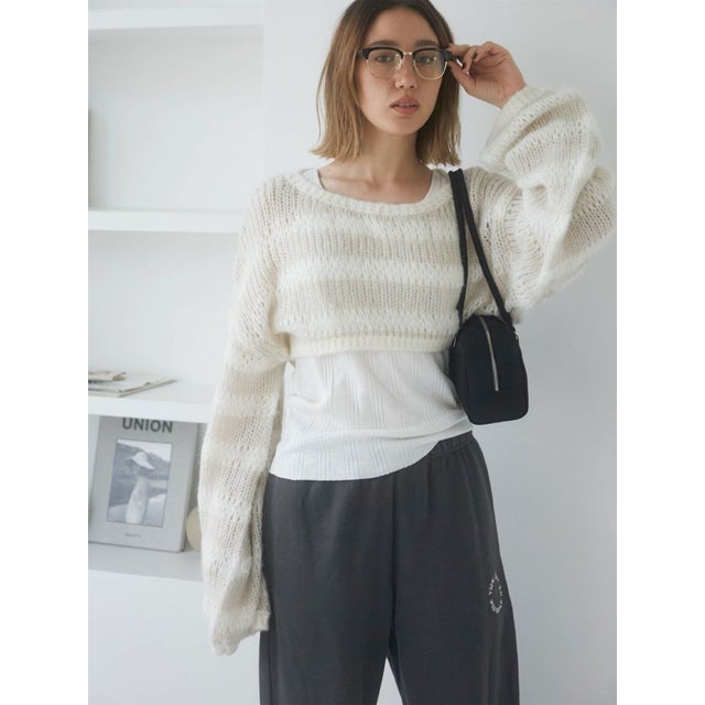 ダーリッチ Darich リボンビジューアメスリニットトップス