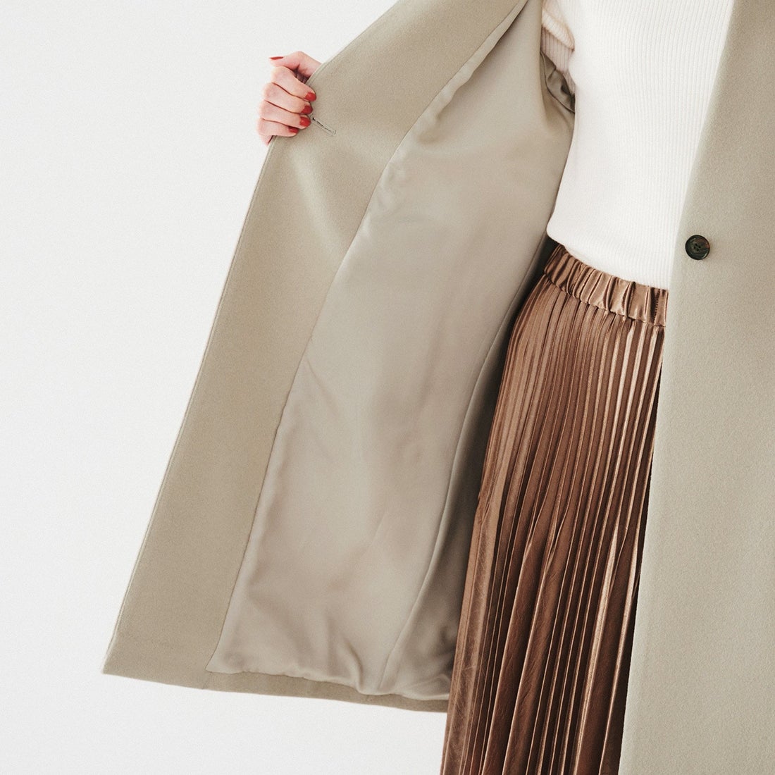 アンタイトル UNTITLED カシミヤ混ノーカラーコート （ライトグレー