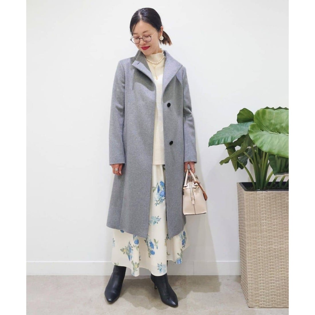 アンタイトル UNTITLED スタンドカラー ヌーヴェルロングコート