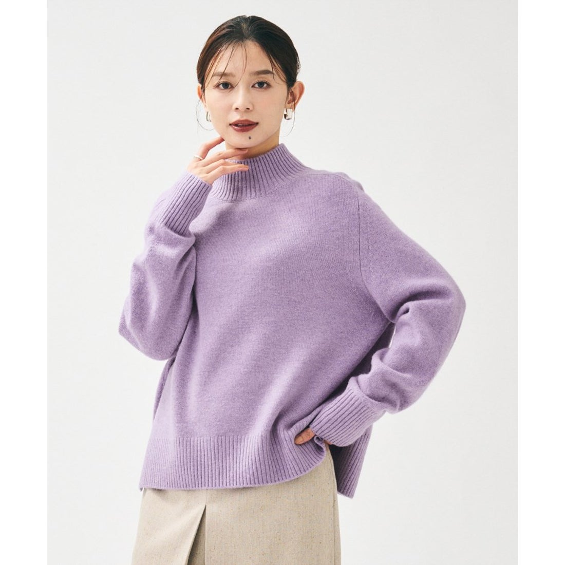 アンタイトル UNTITLED ウールカシミヤ ハイネックニット （パープル