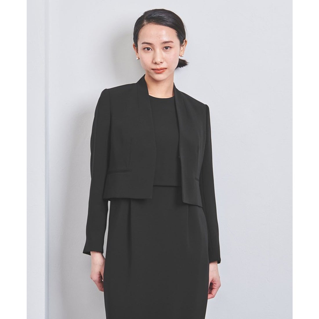 UNITED ARROWS＞フォーマル ノーカラー ジャケット P （BLACK