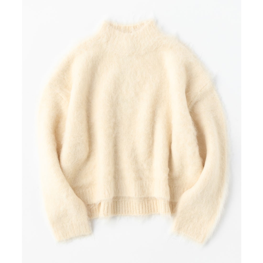 UNFILO 【洗える】アルパカシャギー ハイネッククロップドニット