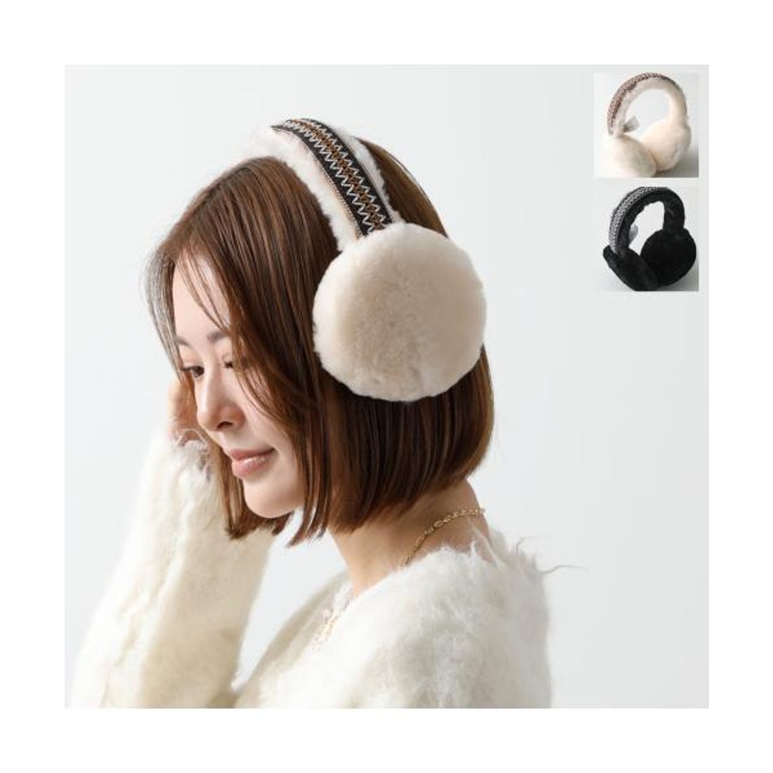 UGG フリース イヤーマフ クリーム色 UGGの冬小物コレクションが登場