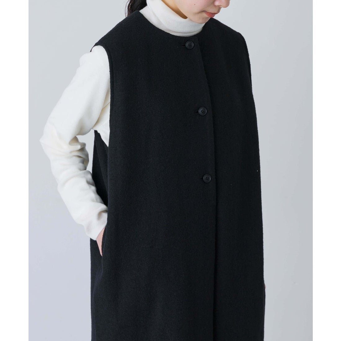 カグレ かぐれ ウールタックジャンパースカート （ブラック