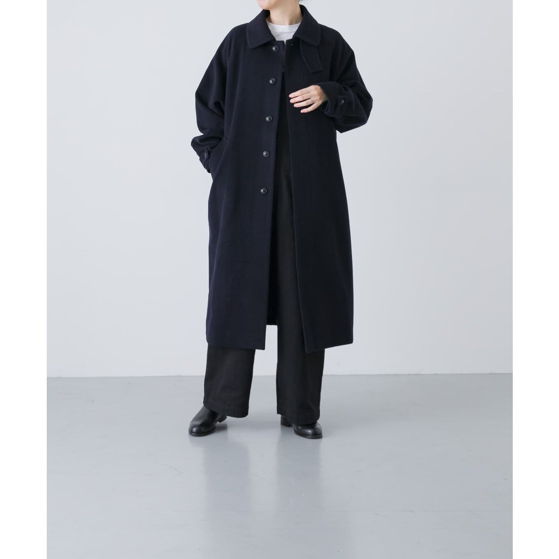 カグレ かぐれ ウールバルカラーコート （ブラック） - ファッション