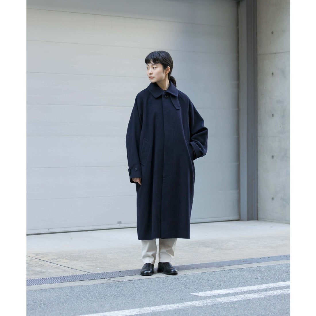 カグレ かぐれ ウールバルカラーコート （ブラック） - ファッション