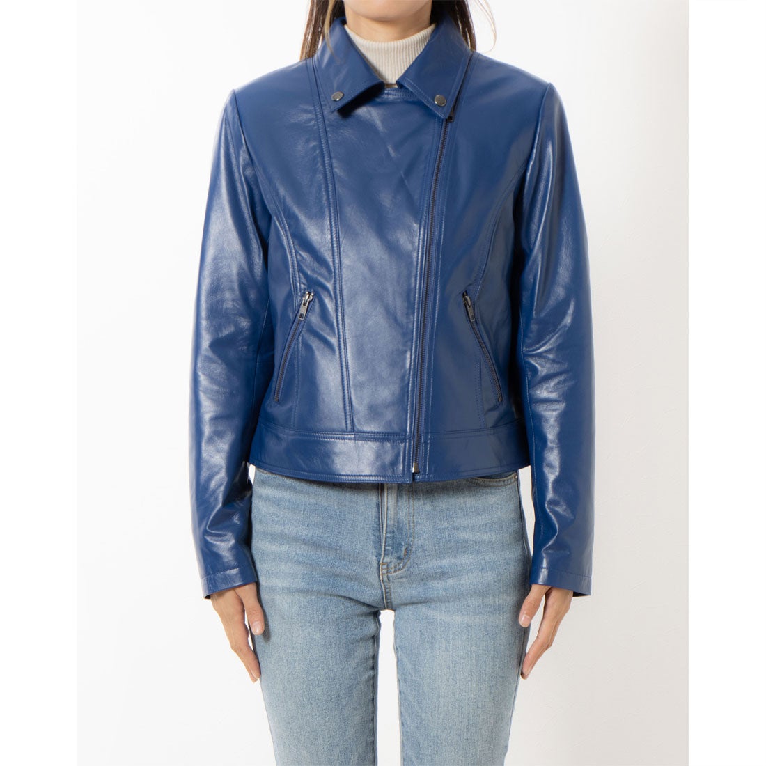 ベスジョーヤ VESGIOIA ラムレザーライダースJK （ブルーネイビー