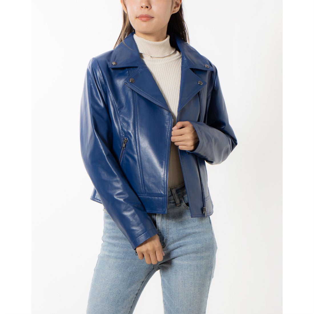 ベスジョーヤ VESGIOIA ラムレザーライダースJK （ブルーネイビー