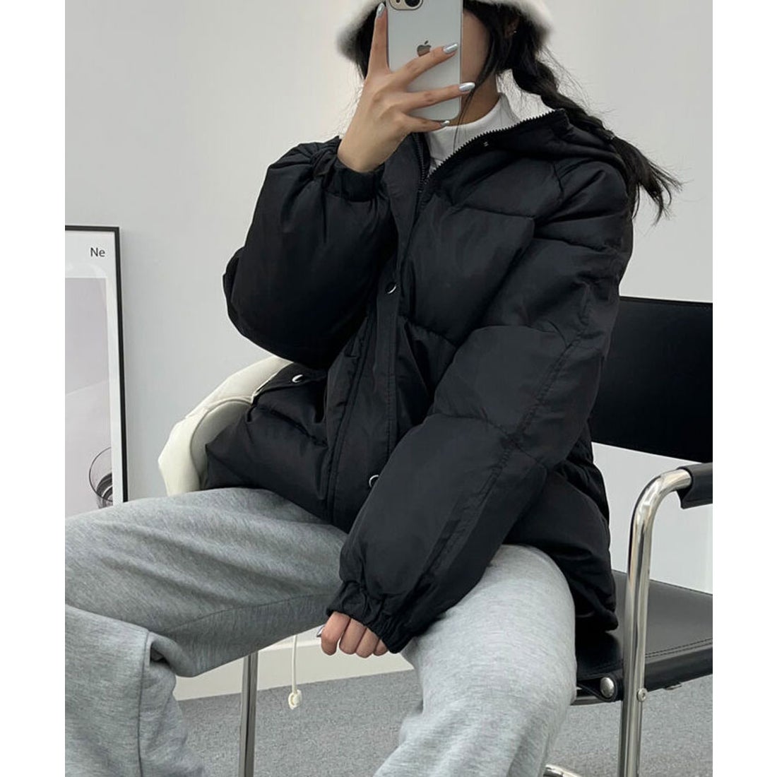 ビビッドレディ VIVIDLADY フード付きダウン ジャンバー （ブラック