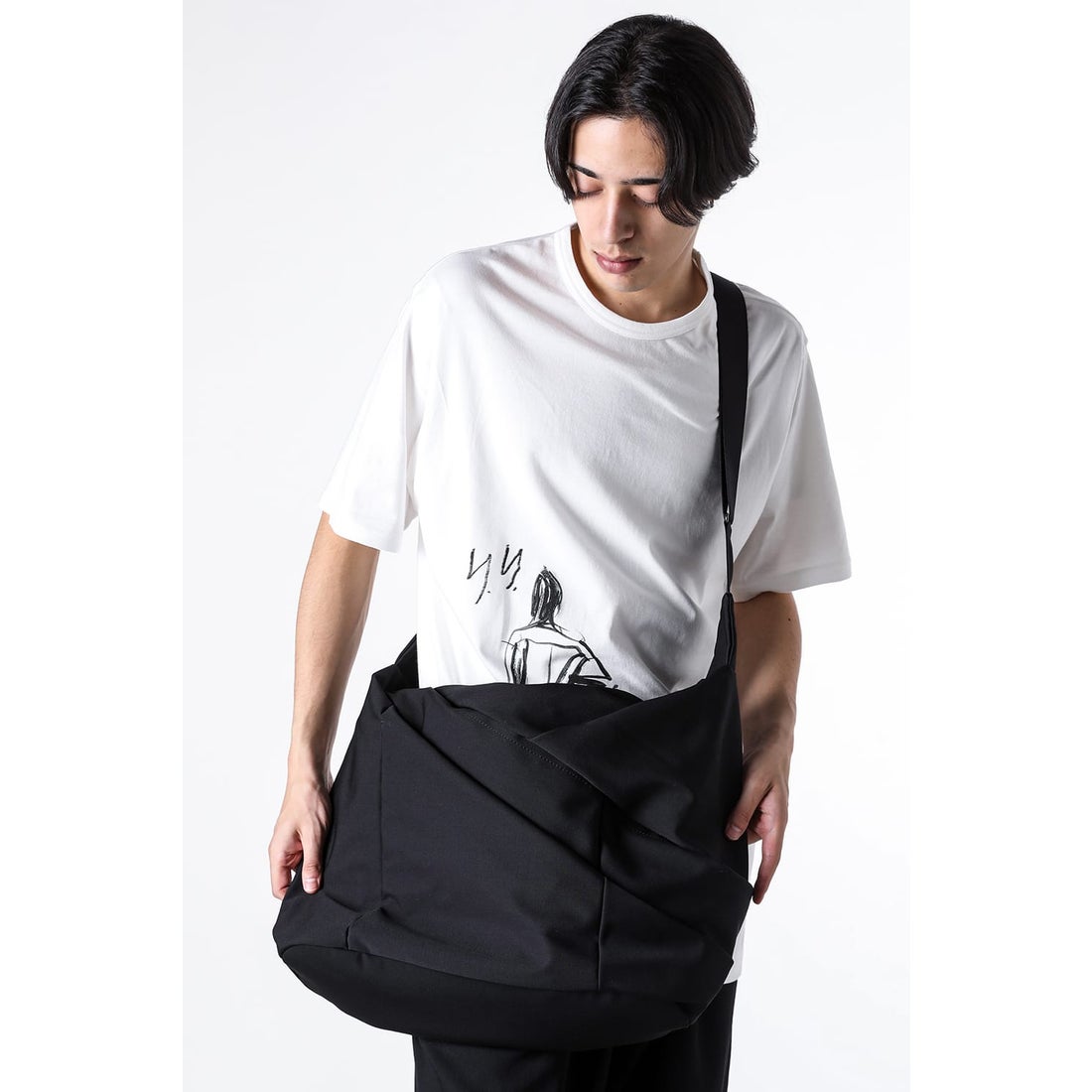 Yohji Yamamoto POUR HOMME Tuck Shoulder Bag （Black） 通販 大阪