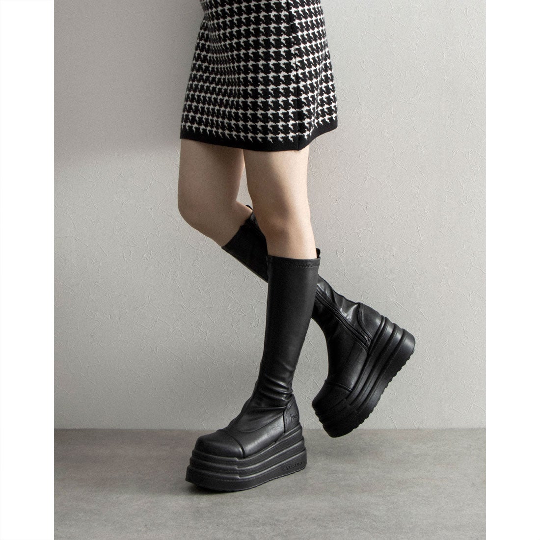 厚底ロングブーツ （アイボリーコンビ） -YOSUKE U・S・A