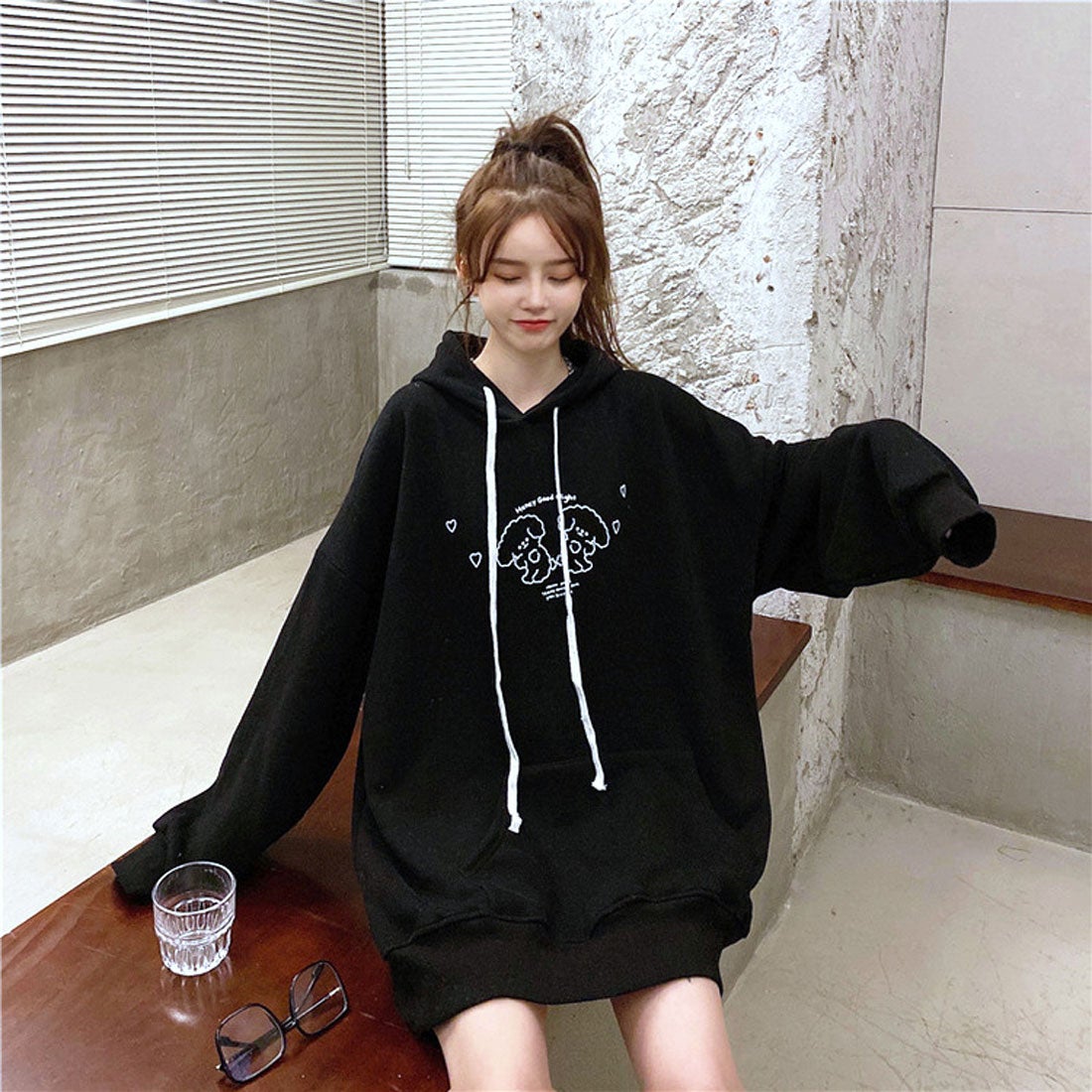 ゾエ ジェンコ Zoe Jenko イラストプリント オーバーサイズパーカー