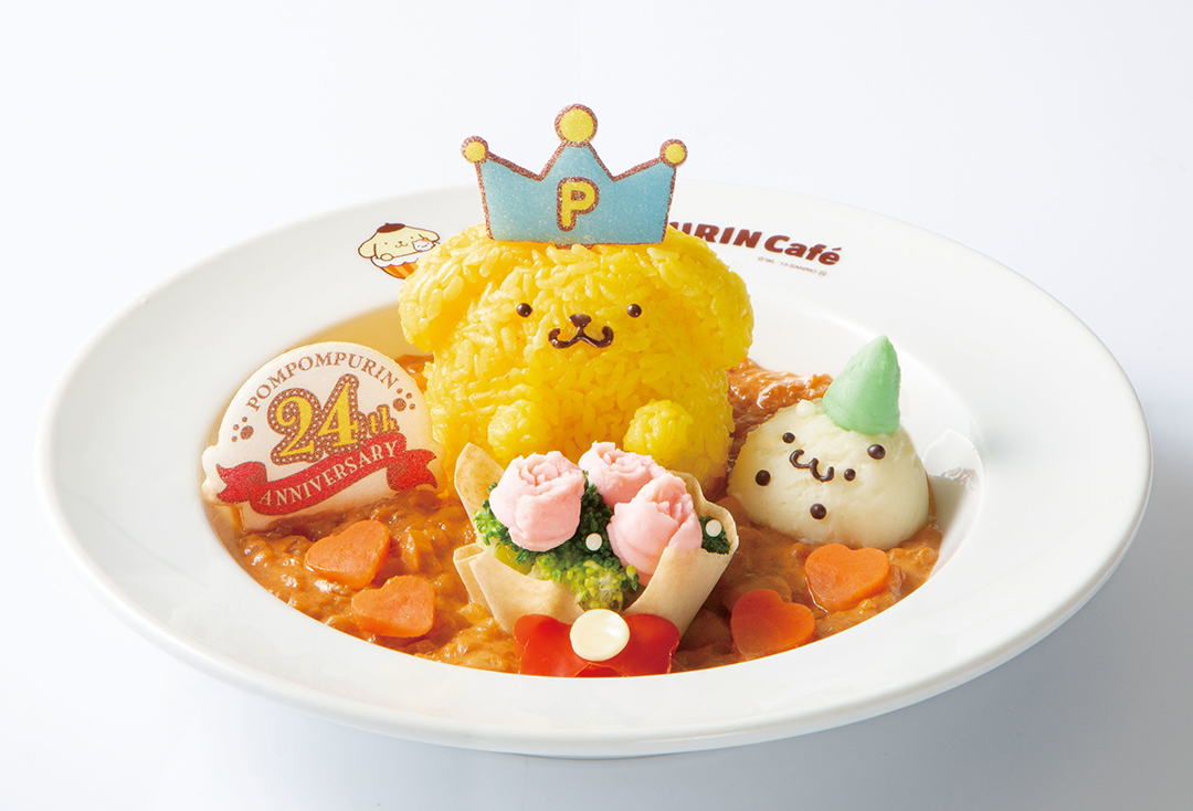 ポムポムプリンが花束を抱えて24周年をお祝い♡ ポムポムプリンカフェ