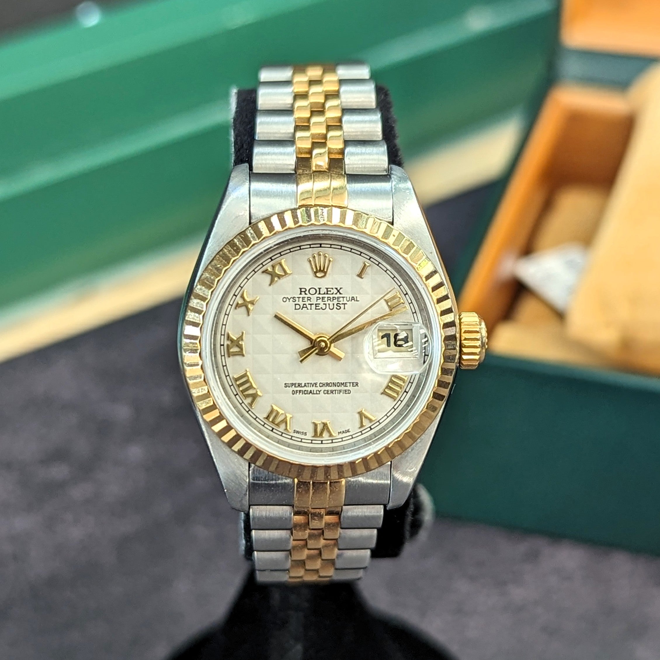 1996 Rolex Lady-Datejust Watch 69173 26mm Ivory Pyramide Dial