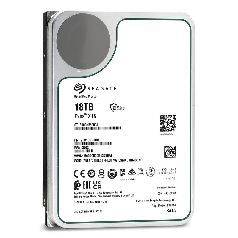 Seagate Exos X18 ST18000NM000J 18TB SATA 3.5 HDD — ServerPartDeals.com