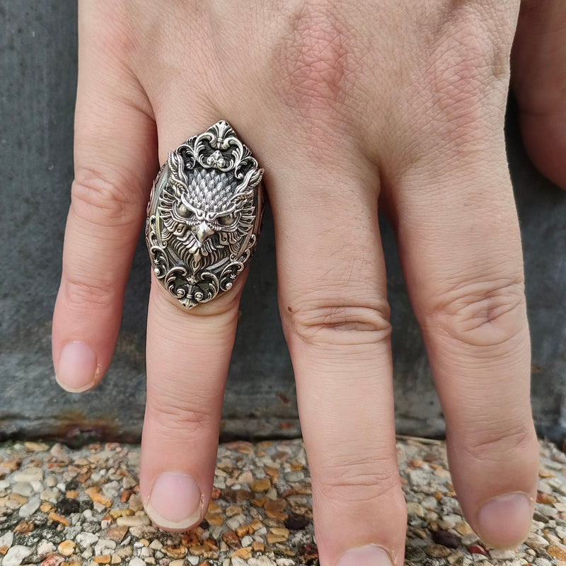 額縁のフクロウ 指輪 - 925スターリングシルバー – Serpent Forge