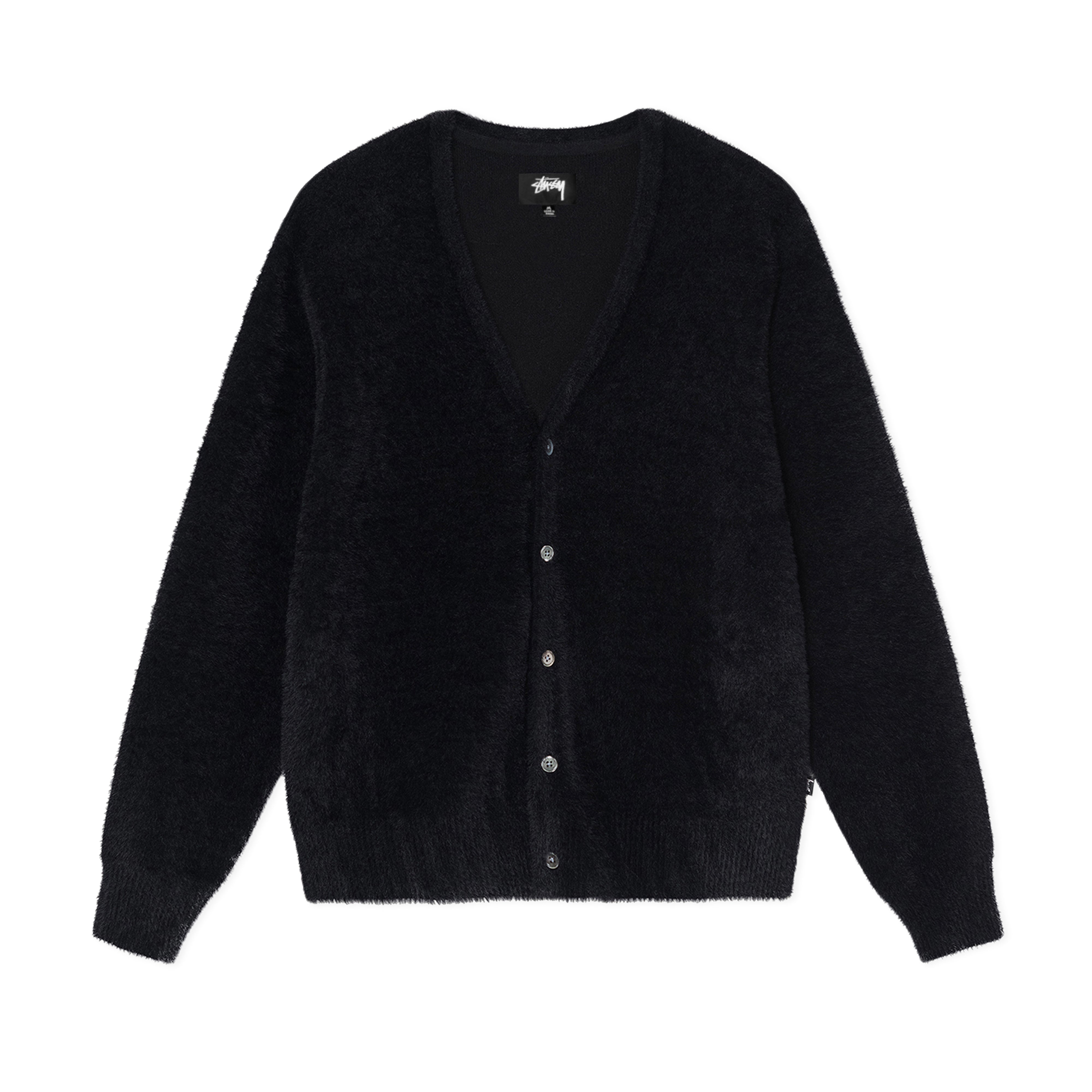 Stüssy: Men's Shaggy Cardigan (Black) | DSMNY E-SHOP