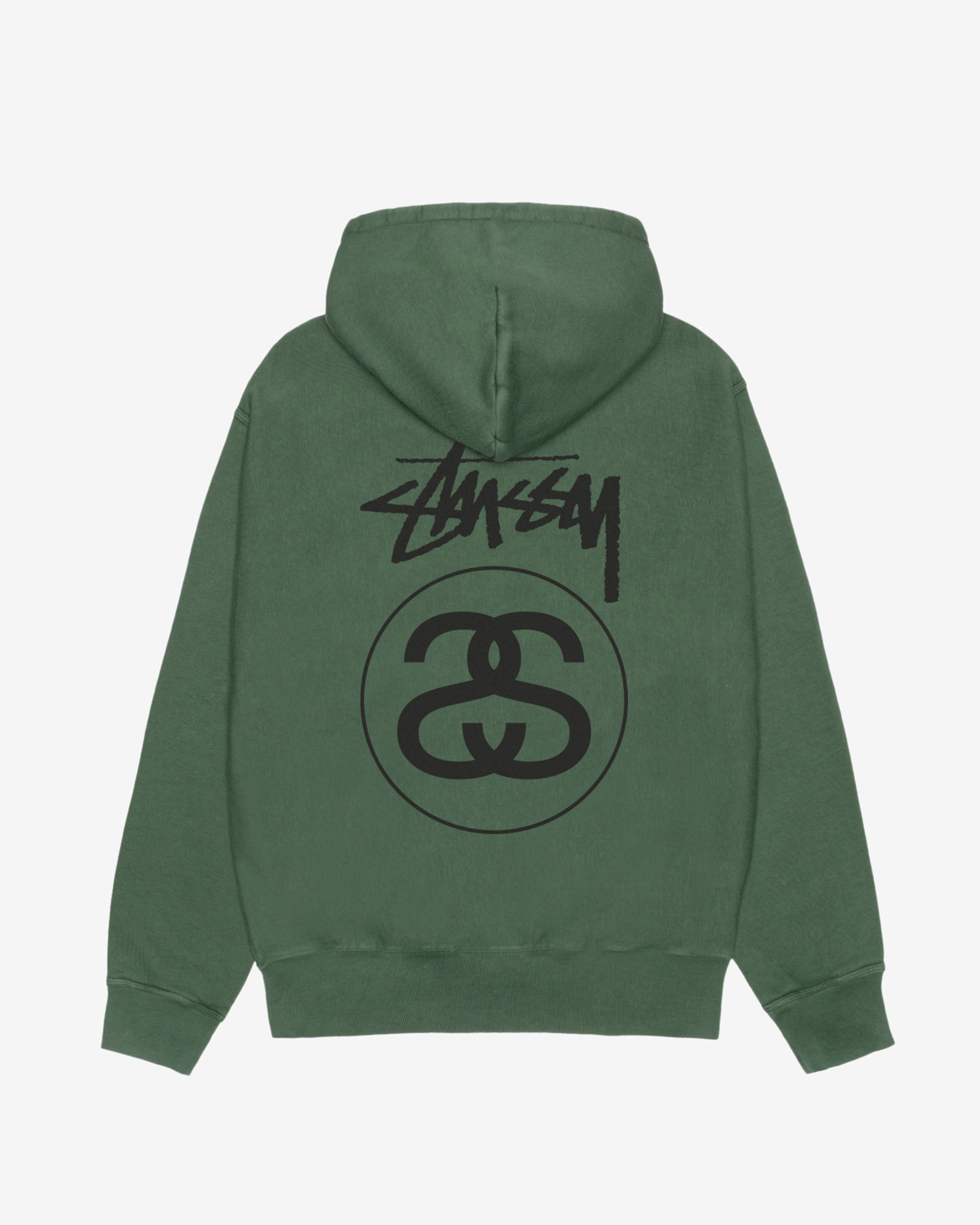 Stüssy: Men's Stock Link Pig. Dyed Zip Hoodie (Pine) | DSMNY E-SHOP