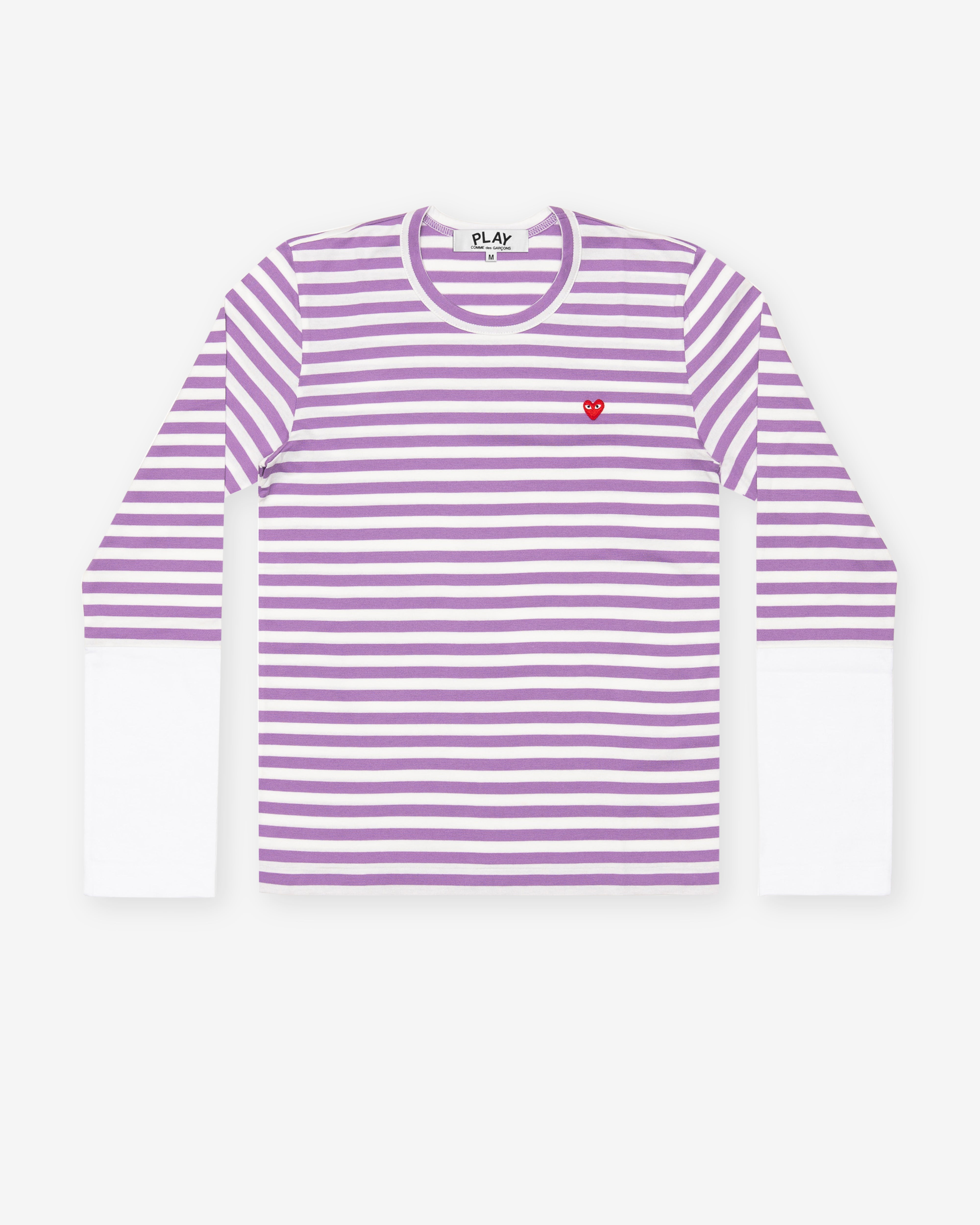 Play Comme des Garçons: Stripe White T-Shirt (Purple) | DSMNY E-SHOP